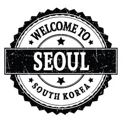 WELCOME TO SEOUL - SOUTH KOREA, words written on black stamp