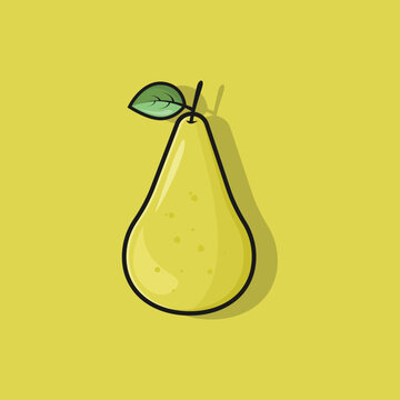 Pear Fruit illustration Cartoon Vector - Fresh Ripe Pear Fruit Front View And Inside Cut In Half Isolated. icon sticker