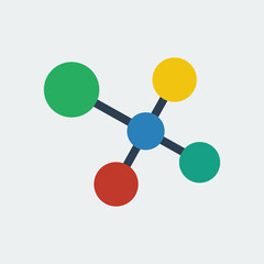 An ordinary chemical molecule of different colors in the style of a flat