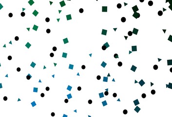 Light Blue, Green vector template with crystals, circles, squares.