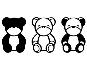 Cute Sitting Silhouette Bear Set