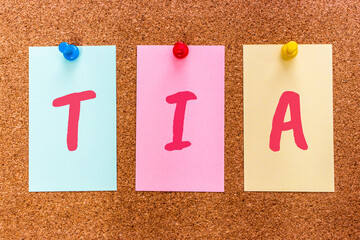 Conceptual 3 letter acronym abbreviation TIA (thank you in advance, or thanks in advance) on...