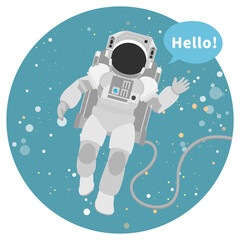 宇宙から挨拶する宇宙飛行士