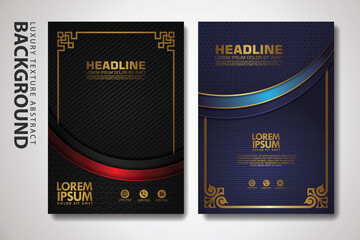 Vector set of cover design template with luxurious color, shine effect and elegance frame on textured background
