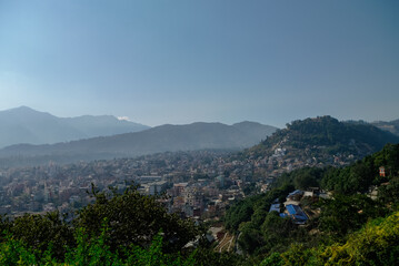 Fototapeta na wymiar Panorama view to Kathmandu city from Swayambhunath temple, Nepal