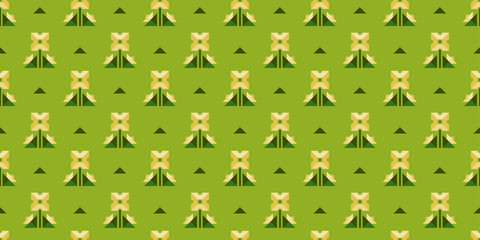 Geometric flowers background. Seamless pattern.Vector. 幾何学の花パターン