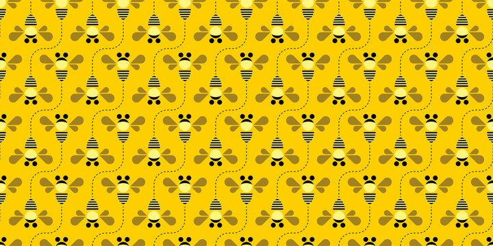 Bee illustration background. Seamless pattern. Vector. 蜂イラストのパターン
