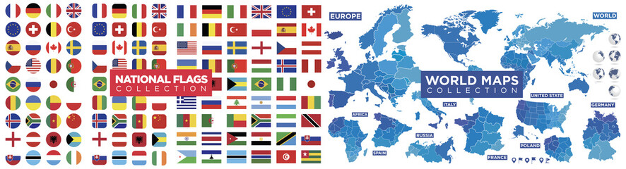 Flags, maps world collection