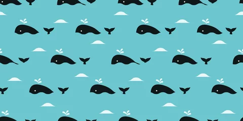 Keuken foto achterwand Oceaandieren De achtergrond van de walvisillustratie Naadloos patroon Vector Het patroon van de walvisillustratie