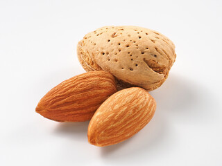 アーモンドの実　白背景で