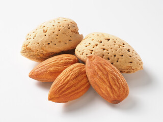 アーモンドの実　白背景で