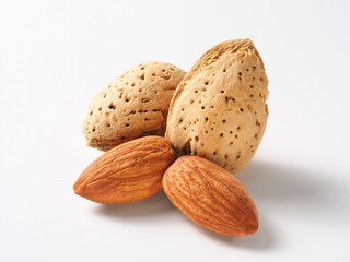 アーモンドの実　白背景で