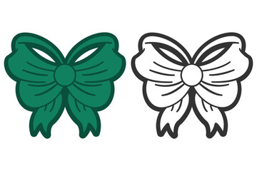 Green bow vector cartoon icon isolated on a white background.