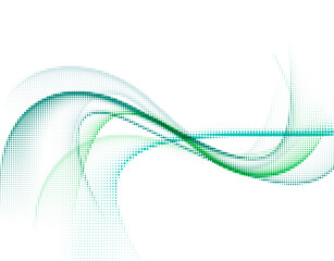 Abstract green halftone motion wave line.