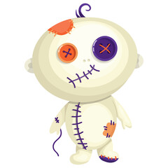 Cute Character Voodoo Doll Costume Halloween Party Image Cartoon Vector