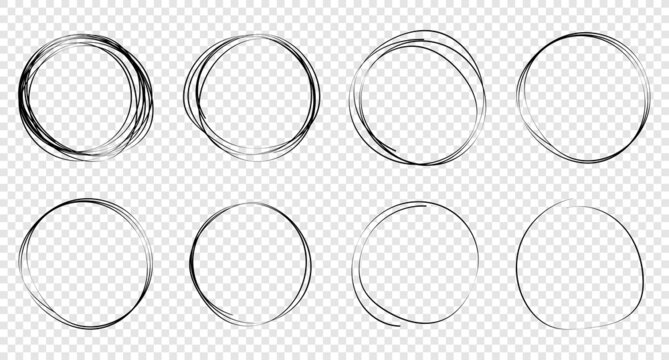 Circle line sketches set. Vector isolated design elements