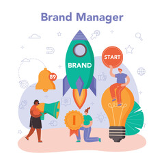 Brand management concept. Manager creating and developing