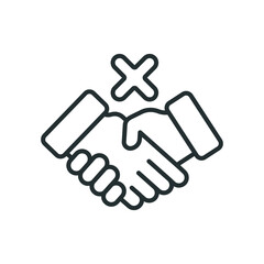 Obraz premium No handshake linear icon. Thin line customizable illustration. Contour symbol. Vector isolated outline drawing. Editable stroke
