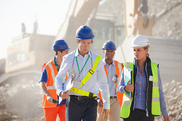 Digger working in quarry