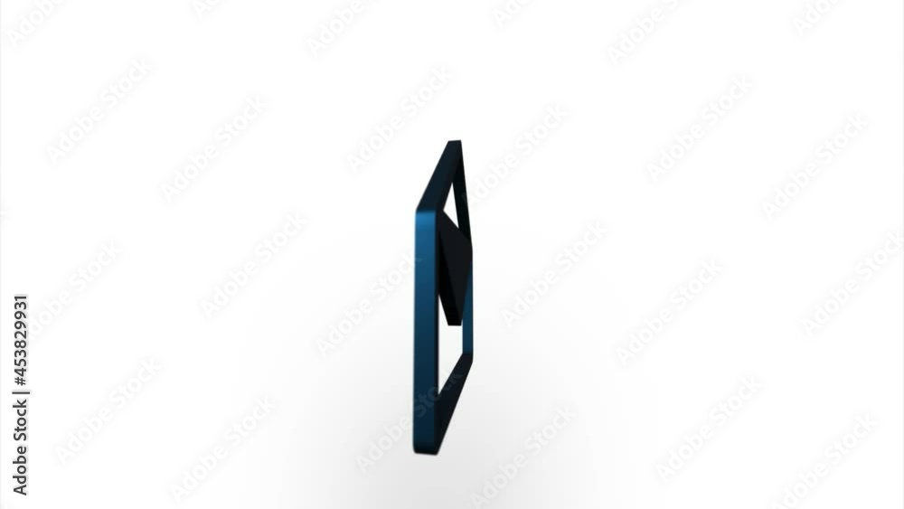Poster Blue envelope icon flipping, rotation. Elegant 3d realistic light render. Seamless loop animation video