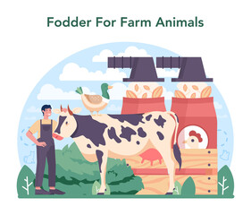 Fodder industry. Food for pet production Dog and cat bowl and food