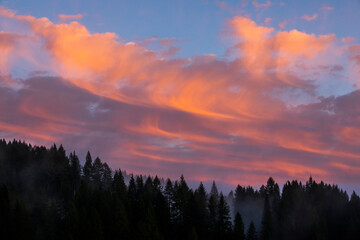 Sunset in Dolomites mountains, Alps, northern Italy