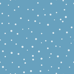 Winter seamless pattern with white snowflakes on blue background. Vector illustration for fabric, textile wallpaper, posters, gift wrapping paper. Christmas vector illustration