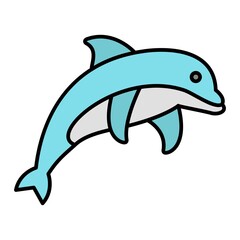 Vector Dolphin Filled Outline Icon Design