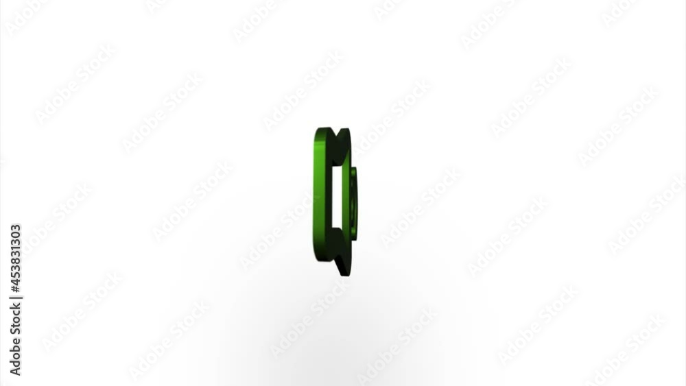 Fototapete Green audio voice sound icon flipping, rotation. Elegant 3d realistic light render. Seamless loop animation video