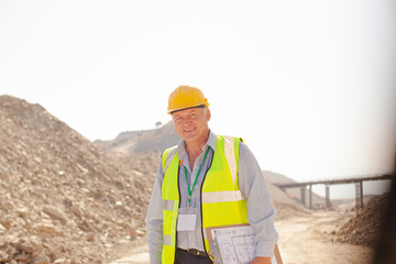 Laptop at workstation in quarry