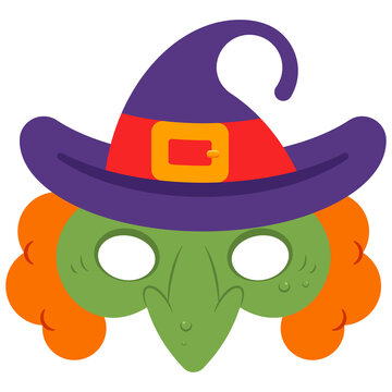 Halloween witch mask vector cartoon illustration isolated on a white background.