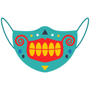 Halloween medical zombie mask vector cartoon illustration isolated on a white background.