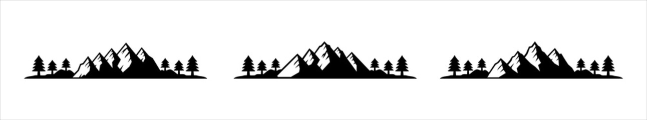 Fototapeta na wymiar Mountains vector design set. Mountains vector simple illustration. Highlands with steep hills