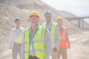 Truck driving on road in quarry