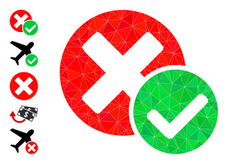 Triangle true negative polygonal 2d illustration, and similar icons. True Negative is filled with triangles. Lowpoly true negative constructed with scattered color triangles.