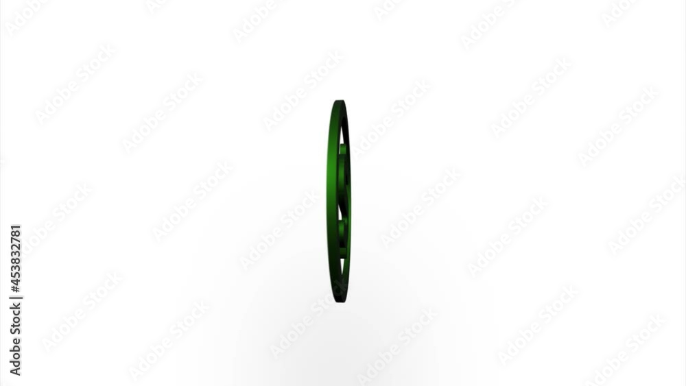 Poster Green dollar symbol icon flipping, rotation. Elegant 3d realistic light render. Seamless loop animation video