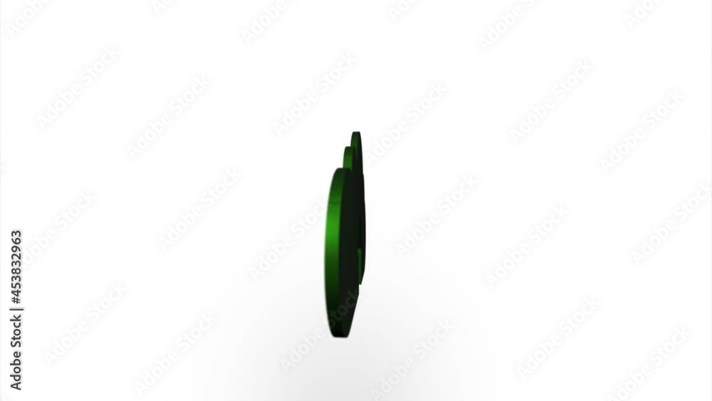 Poster Green cloud upload line icon flipping, rotation. Elegant 3d realistic light render. Seamless loop animation video