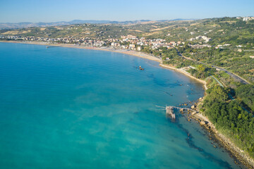 Fototapeta na wymiar aerial view of a overflow and the coast of marina di vasto abruzzo