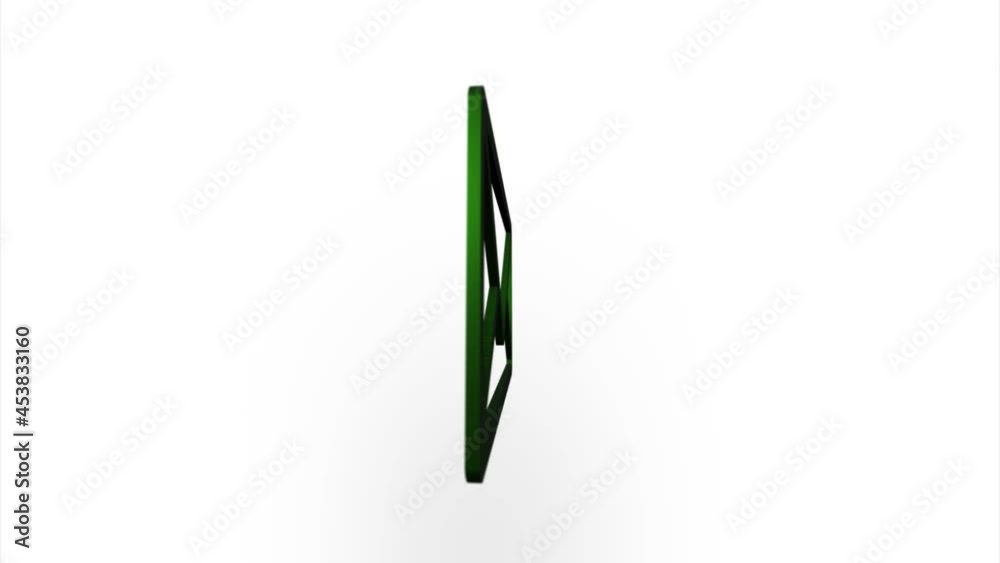 Fototapete Green envelope icon flipping, rotation. Elegant 3d realistic light render. Seamless loop animation video