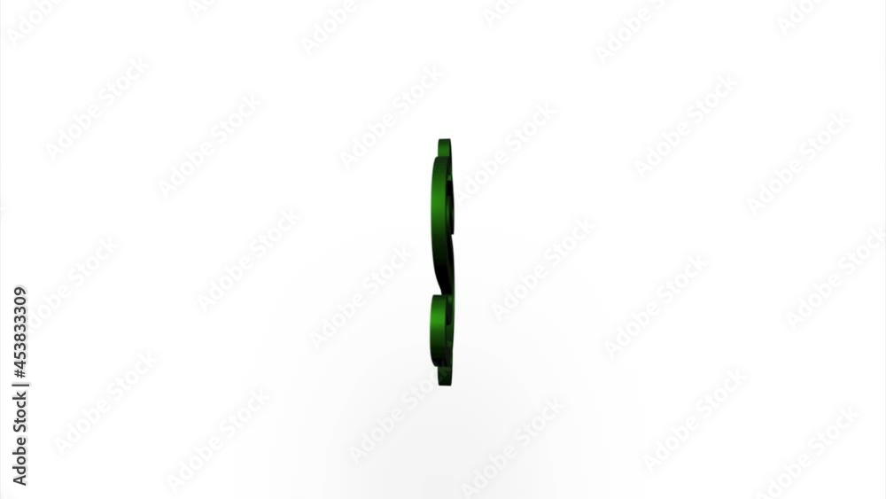 Fototapete Green dollar symbol icon flipping, rotation. Elegant 3d realistic light render. Seamless loop animation video