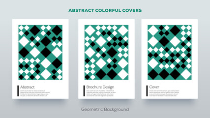 Abstract geometric design covers. Trending vintage retro style background. Set of simple colorful mockup posters Creative vector elements.