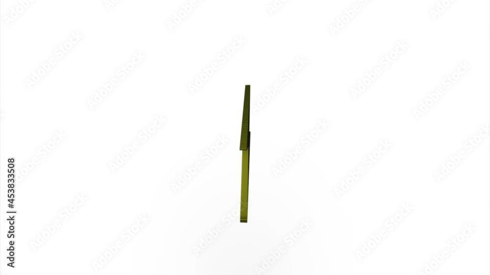Poster Yellow lightning bolt icon flipping, rotation. Elegant 3d realistic light render. Seamless loop animation video