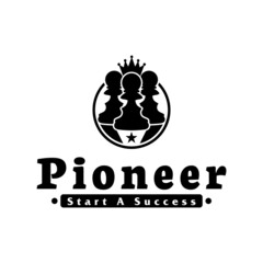 Chess Pawn Logo with Crown For Pioneer Logo