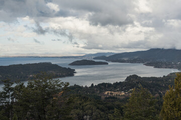 view of bariloche and lake nahuel huapi from the campanario hill