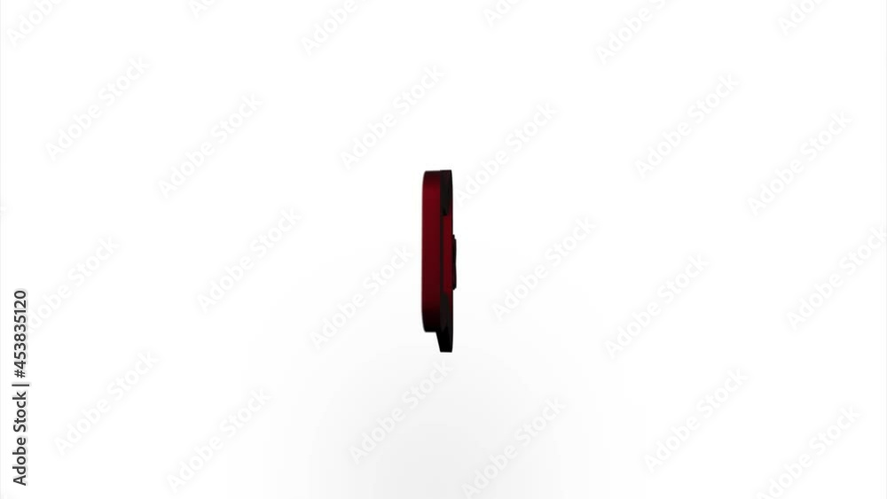Fototapete red speaker mute icon flipping, rotation. elegant 3d realistic light render. seamless loop animation