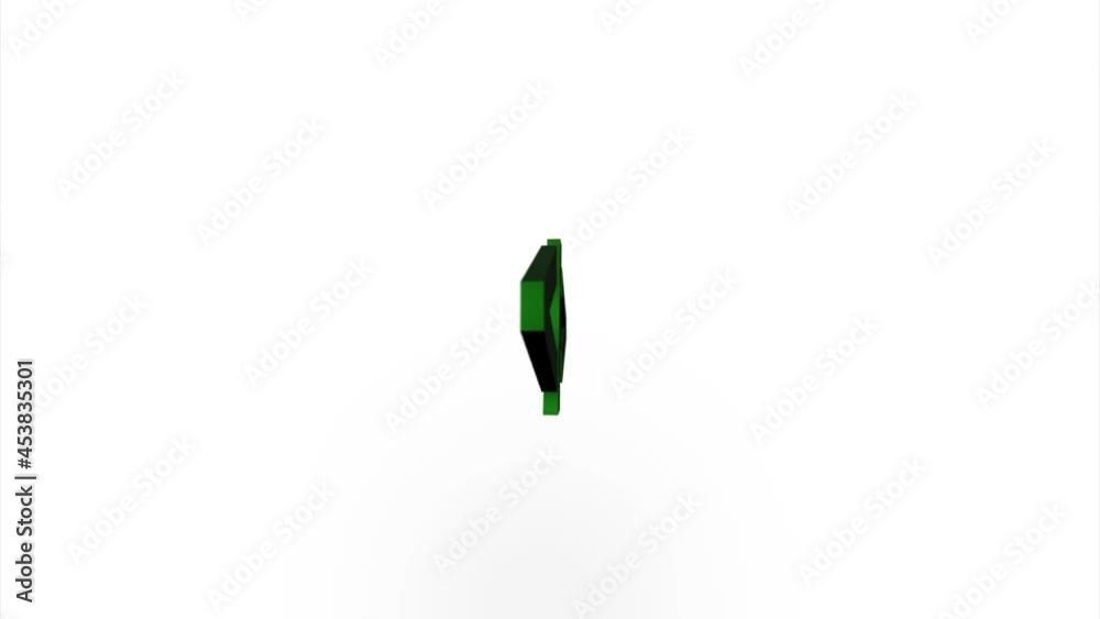 Leinwandbilder Green coding code html programming language icon flipping, rotation. Elegant 3d realistic light render. Seamless loop animation video