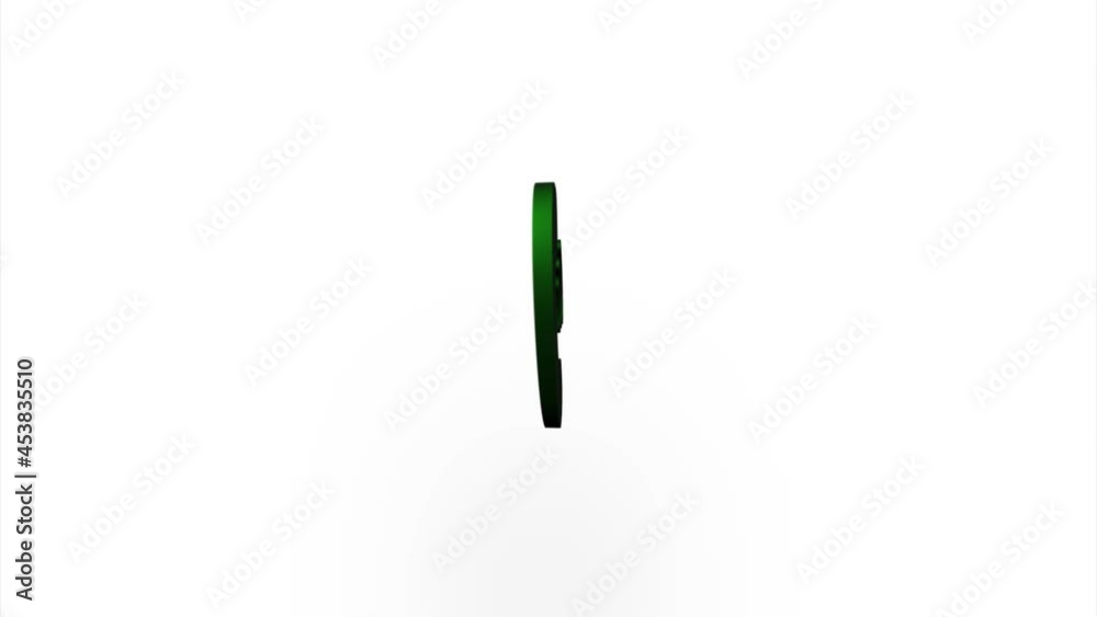 Poster Green telephone handset icon flipping, rotation. Elegant 3d realistic light render. Seamless loop animation video
