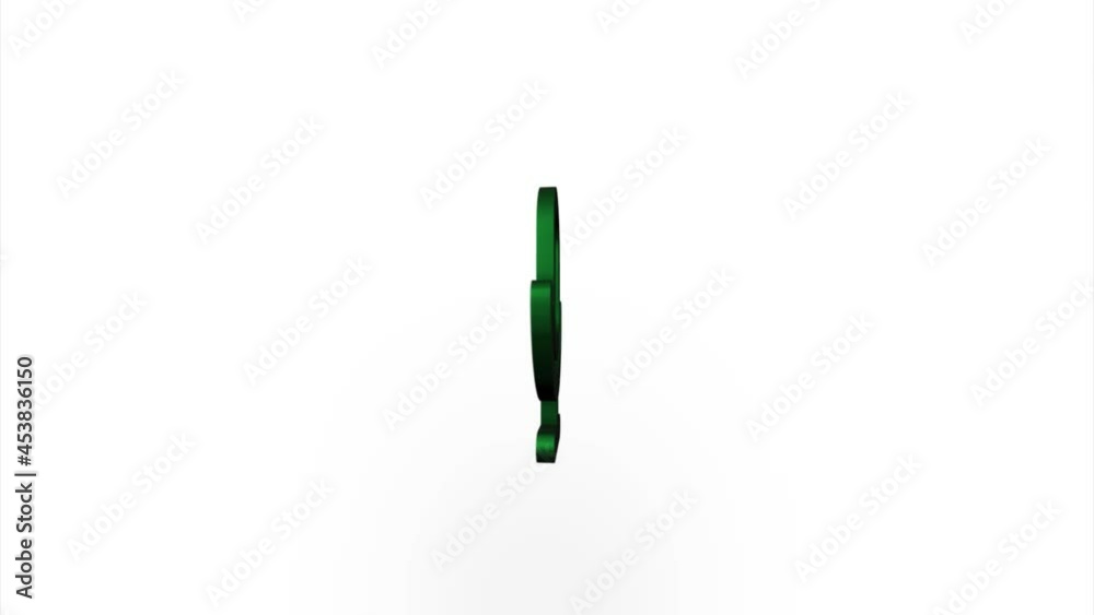 Poster Green microphone icon flipping, rotation. Elegant 3d realistic light render. Seamless loop animation video