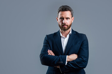 successful business man wearing formal jacket in office, success