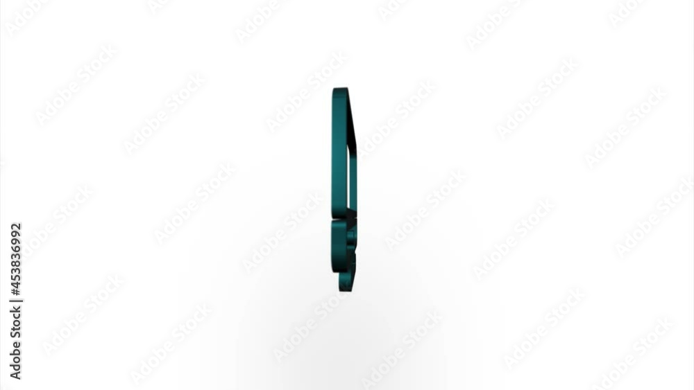 Fototapete Green computer monitor icon flipping, rotation. Elegant 3d realistic light render. Seamless loop animation video